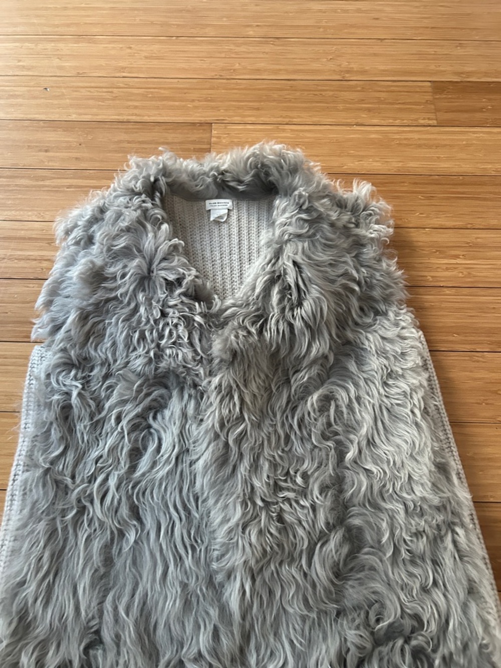 Club Monaco Light Gray Faux Fur Trim Italian Cashmere Blend Vest